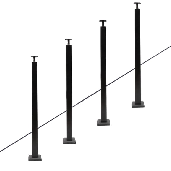 Miumaeov Cable Railing Post 30°-drilled Stair Post 36"x2"x2" Adjustable Top Angle Line Post Top Mount Stainless Steel Black Finish Wood Concrete Level Deck (4Pcs)