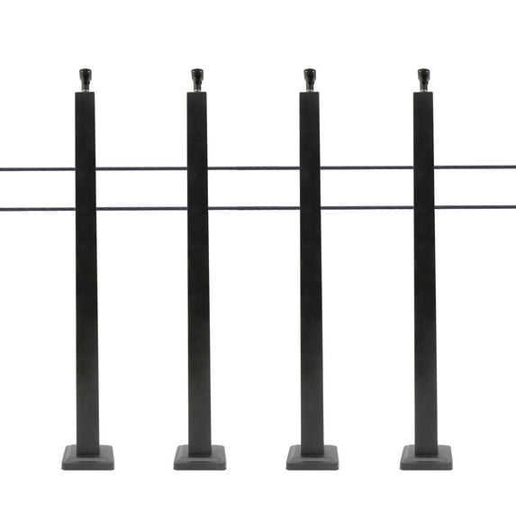 Miumaeov Cable Railing Post 36"x2"x2" Adjustable Top Level drilled Post Level Line Post Top Mount Stainless Steel Black Finish Wood Concrete Level Deck (4Pc)