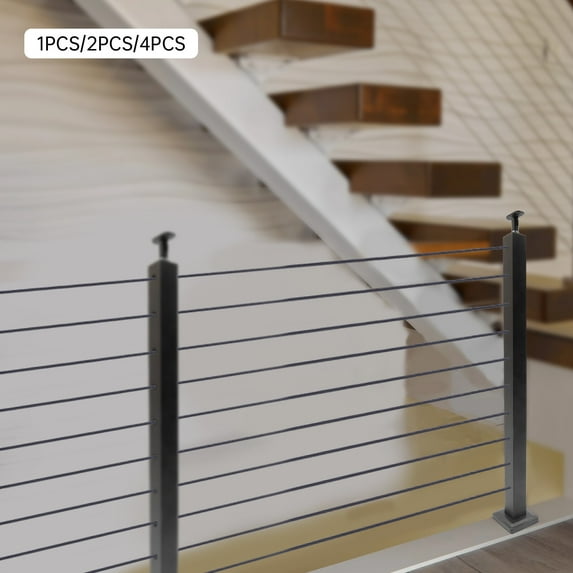 Miumaeov Cable Railing Post Deck Railing Garden Fencing Accessories Stainless 36*2*2 In
