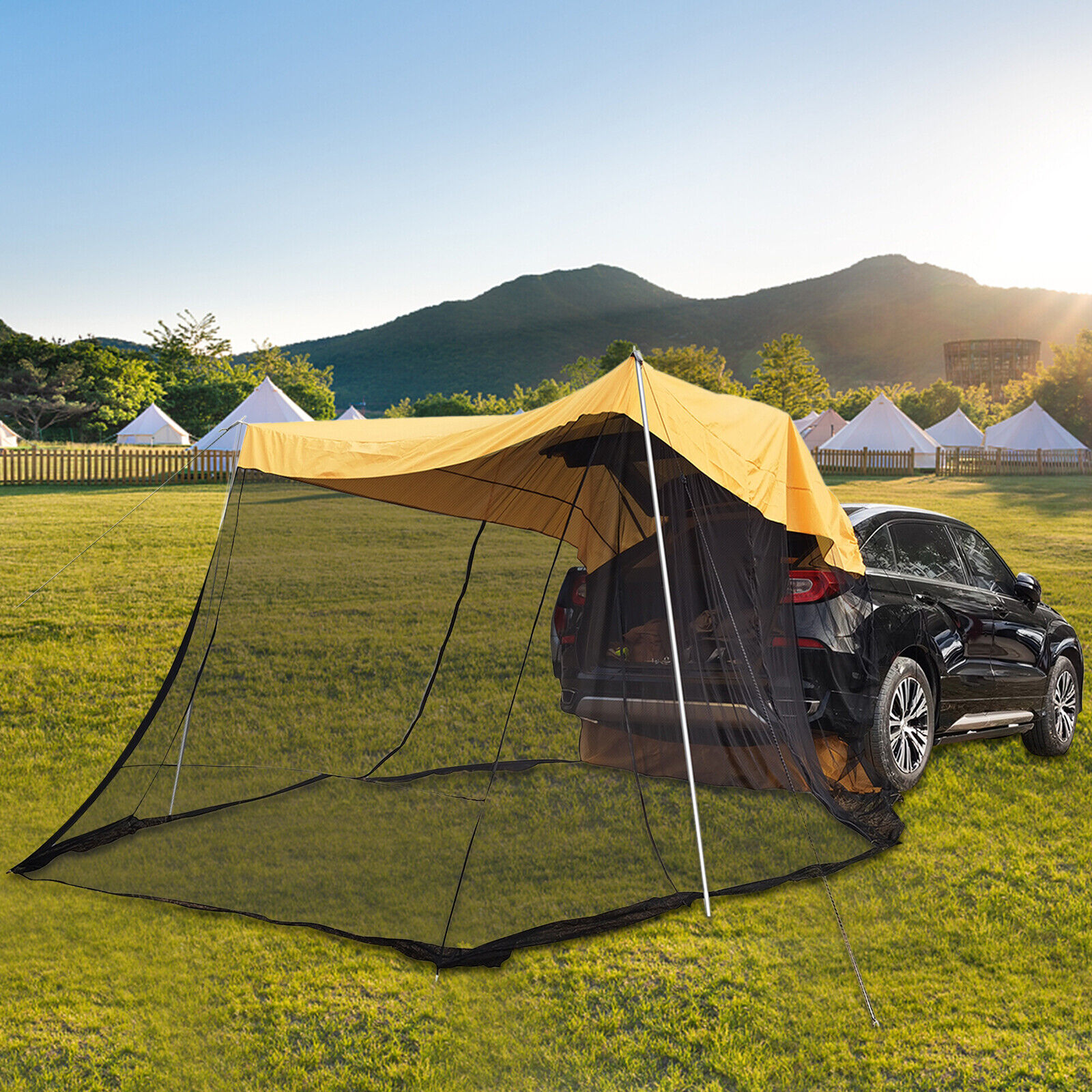 Miumaeov Car Awning Sun Shelter Camping Tent Portable Waterproof Roof Top Tent Camping SUV Rear