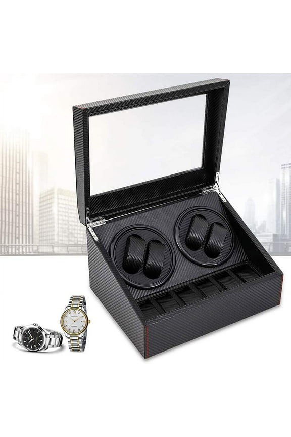Carbon Fiber Automatic Watch Winder Jewelry holder Watch Display Box for 4+6
