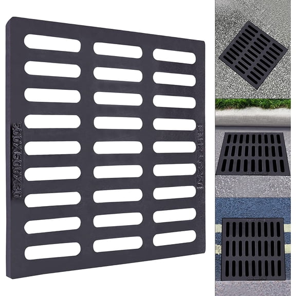 Miumaeov Cast Iron Sewer Grate Drain Catch Basin Cover 19.7 x 19.7 inch Trench Drainage