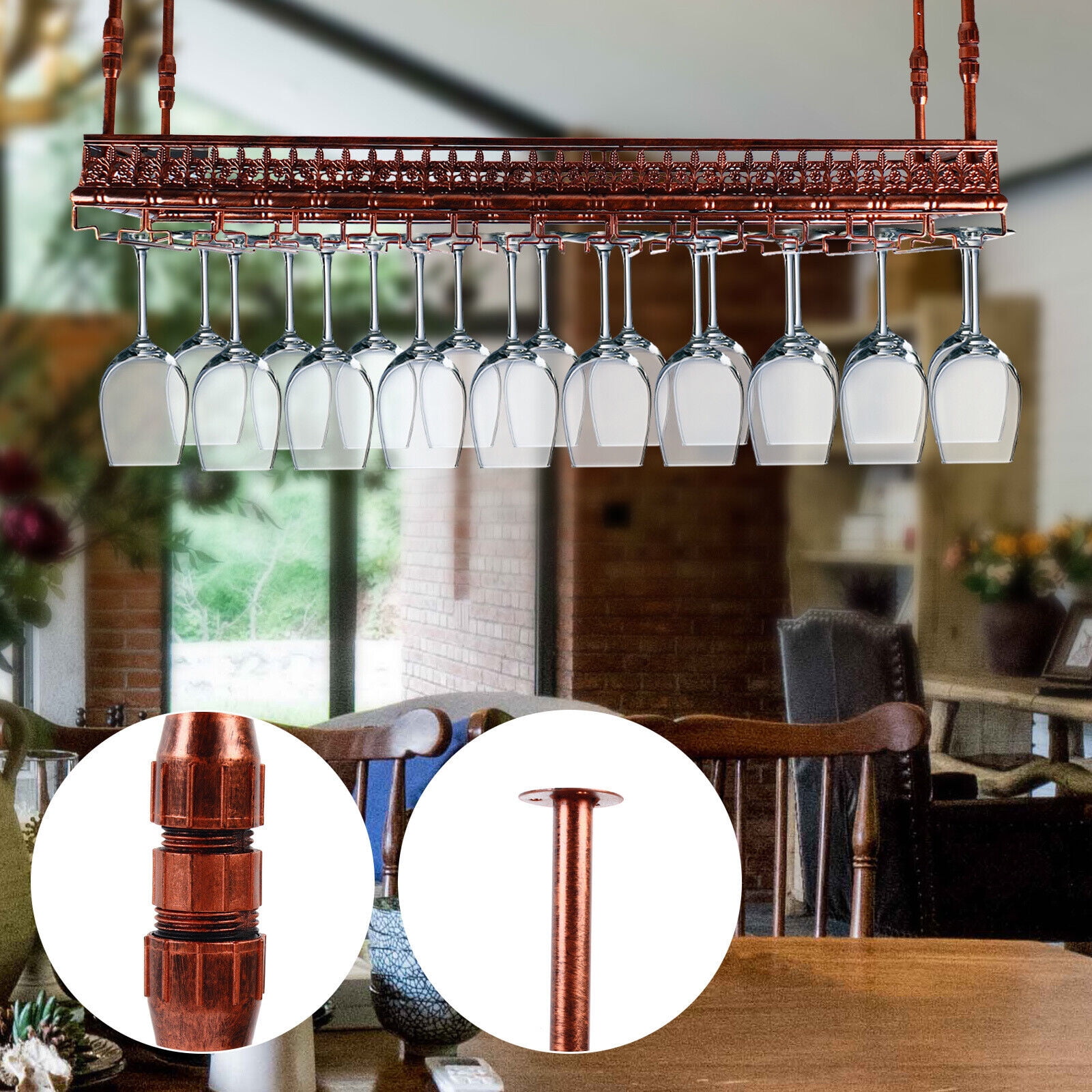 Miumaeov Ceiling Mounted Wine Glass Rack Upside Down Wine Glass Holder