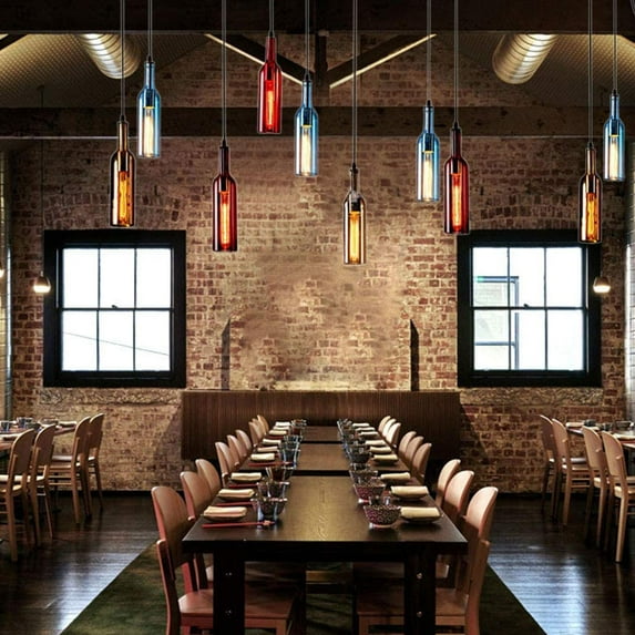 Miumaeov Chandelier Color Beer Bottle Round 8 Head Retro Industrial Color Glass Bottle Chandelier Creative Chandelier for Coffee Shop Attic Restaurant Decorative kitchen Island Bar