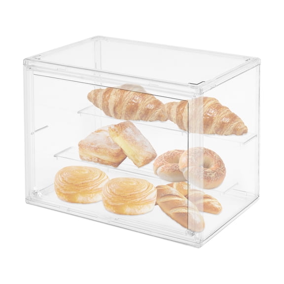 Miumaeov Clear Display Case Bread Box, Large Bread Box for Kitchen Countertop Clear Bread Storage for Pastry Donut Bagel Muffins Rolls