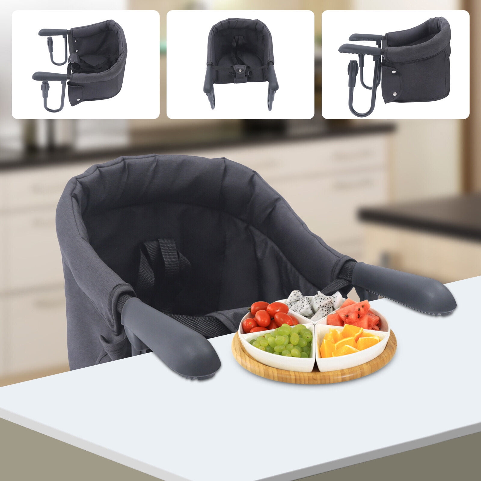 Miumaeov Clip On High Chairs Fast Table Chair Portable Baby Seat for Table Baby Black