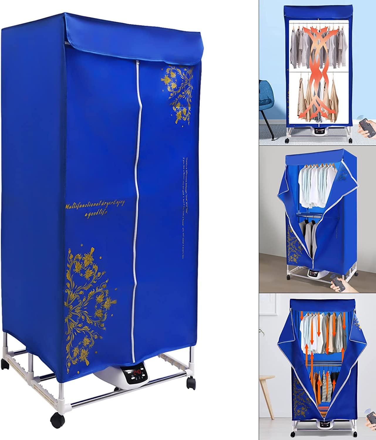 Miumaeov Clothes Dryer Portable Travel Dryer Machine w/ Temperature Controller