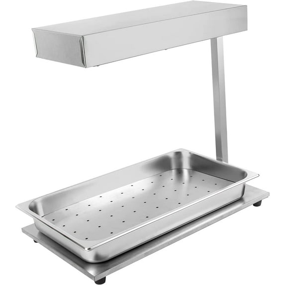 Miumaeov Commercial French Fry Warmer Food Fries Warming Station Tabletop,Fry Heat Lamp with Detachable Drip Pan,Stainless Steel FreeStanding Fried Chicken Warmer with Light 110V 500W (Silver)