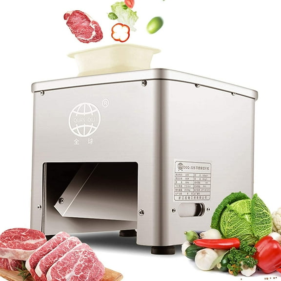 Miumaeov Commercial Meat Cutter Machine Meat Slicers Electric Meat Cutting Machine 85mm Blade Automatic Slice Strip Cube Meat Cutting Machine 350lb/h Stainless Steel 110v