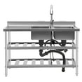 thumbnail image 1 of Miumaeov Commercial Restaurant Sink, Stainless Steel Utility Sink Free-standing Kitchen Sink, Double Bowl Kitchen Sinks with Strainer, 201 Stainless Steel Freestanding Kitchen Sink with Faucet, 1 of 15