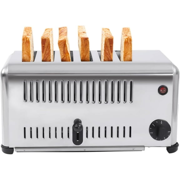 Miumaeov Commercial Toaster 6 Slice Electric Bread Toaster Bread Baker Machine 1.1 inch Wide Slot1680W Stainless Steel for Home