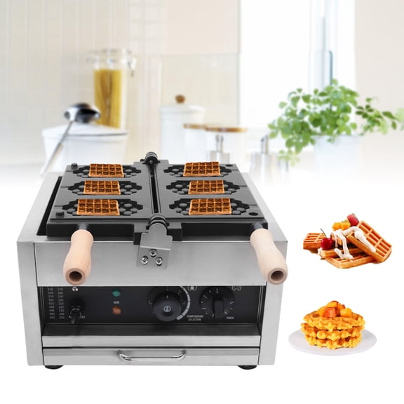 Miumaeov Commercial Waffle Maker, Electric Baker Machine Nonstick Waffle Balls Maker, Stainless Steel Bubble Waffle Ball Machine