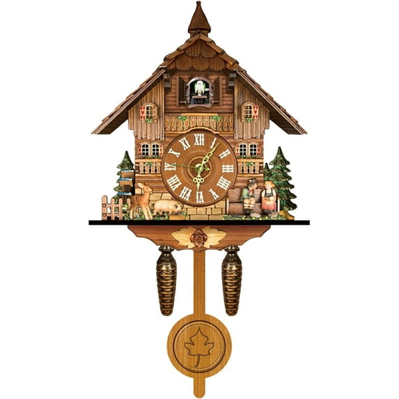 Miumaeov Cuckoo Wall Clock, Multi-Colored Northern Europe Style Fiberboard Quartz Wall Clock, Battery Pendulum Cuckoo Clock with Open Type Without Back Cover Design Suitable for Home Decor
