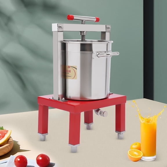Miumaeov DIY Large Fruit Honey Presser Beeswax Extractor Beekeeping Machine and Cider, Wine, Grape, Apple Press extractor for Wine and Juice Making with Keg and Stainless Steel Strainer (Red)