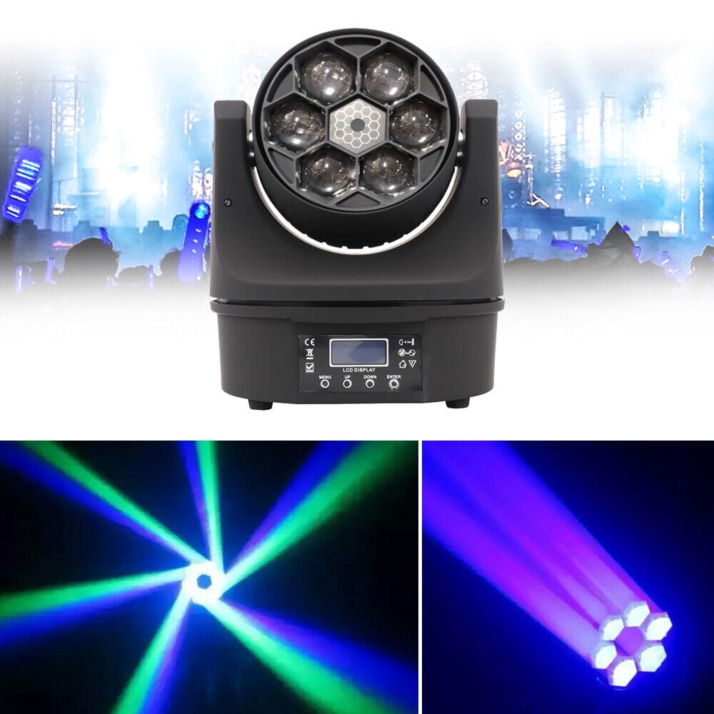 Miumaeov DJ Light Moving Head Stage Light 6x10W RGBW 4 in 1 Bee Eyes LED Beam Moving Head DJ Disco Stage Wash Light DMX512 15 Channels Effect Lighting