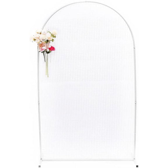 Miumaeov Decorative Wedding Arch Backdrop Stand with Bases and Mesh Metal Stand Photo Booth Background Stand for Wedding Ceremony Reception Birthday Party Garden Outdoor Ceremony Decor (White)