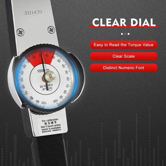 Miumaeov Dial Indicator Torque Wrench Indicating Torquemeter 0-100n.m for Torque Testing