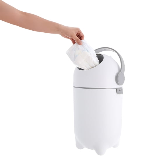 Miumaeov Diaper Pail with Airtight Lid Plastic Odorless Diaper Bin 3.96 gal Nursery Trash Can Holds Up to 16 Diapers White