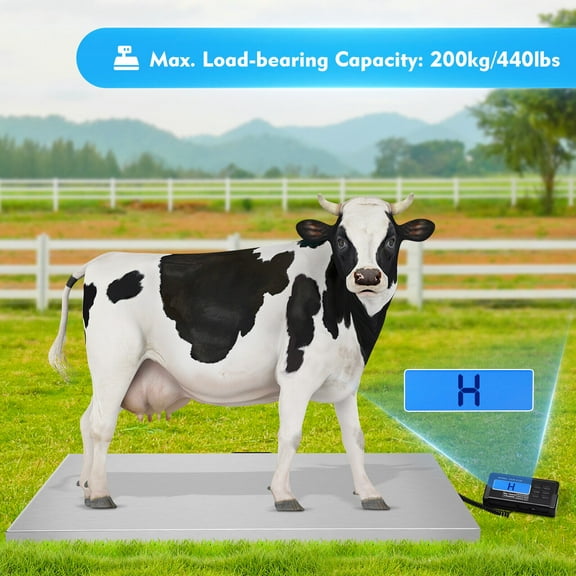 Miumaeov Digital Livestock Scale 440Lbs 40.9x20.5 Inch Stainless Steel Industrial Floor Scale Postal Shipping Animal Scale