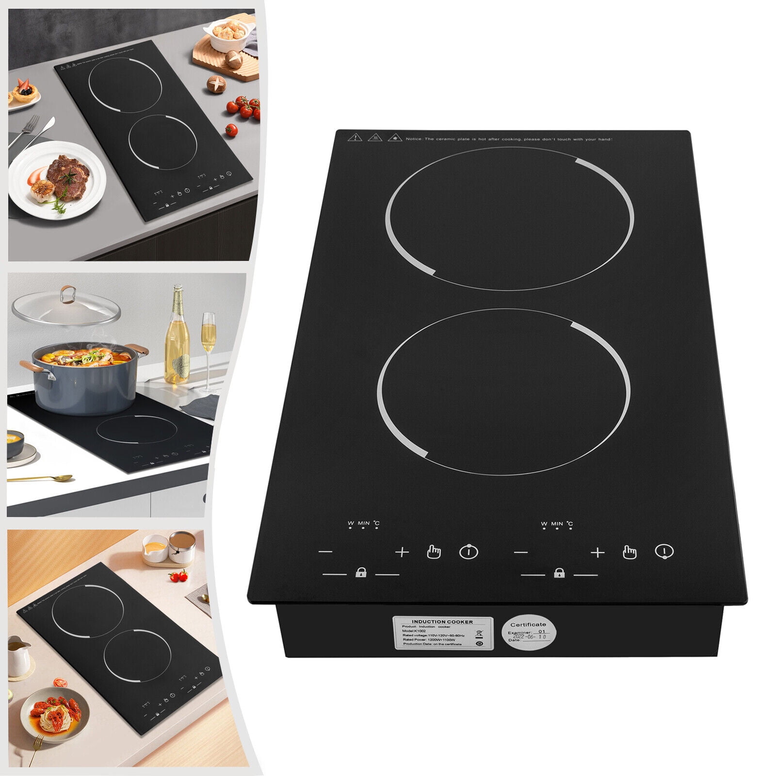 Miumaeov Double Induction Cooktop 1200W+1100W Electric Cooktop with 2 Burner Portable Induction