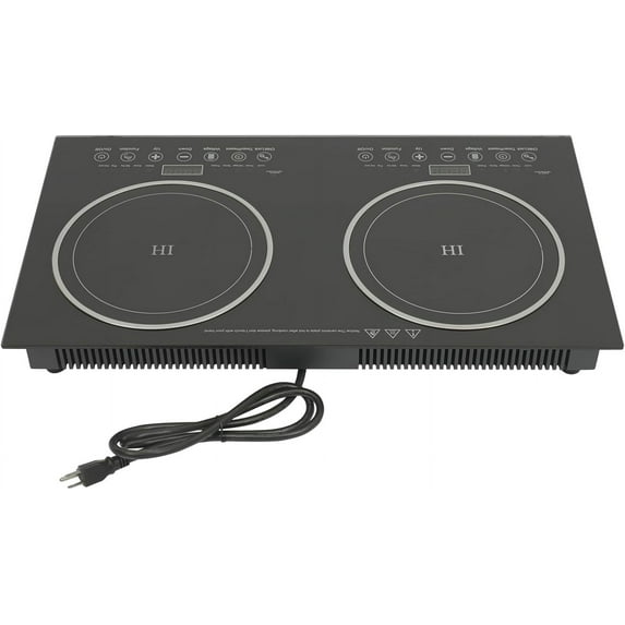 Miumaeov Double Induction Cooktop 2 Burner Independent Controls Cooker 110V Horizontal Electric Stove with Touch Sensor Child Safety Lock
