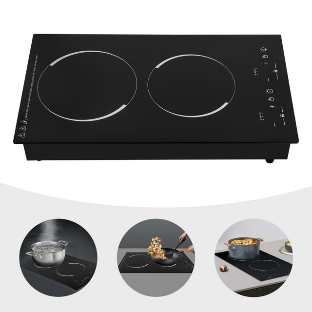 Miumaeov Portable Double Induction Cooktop, 2 Burner, Ultrathin, 1200W