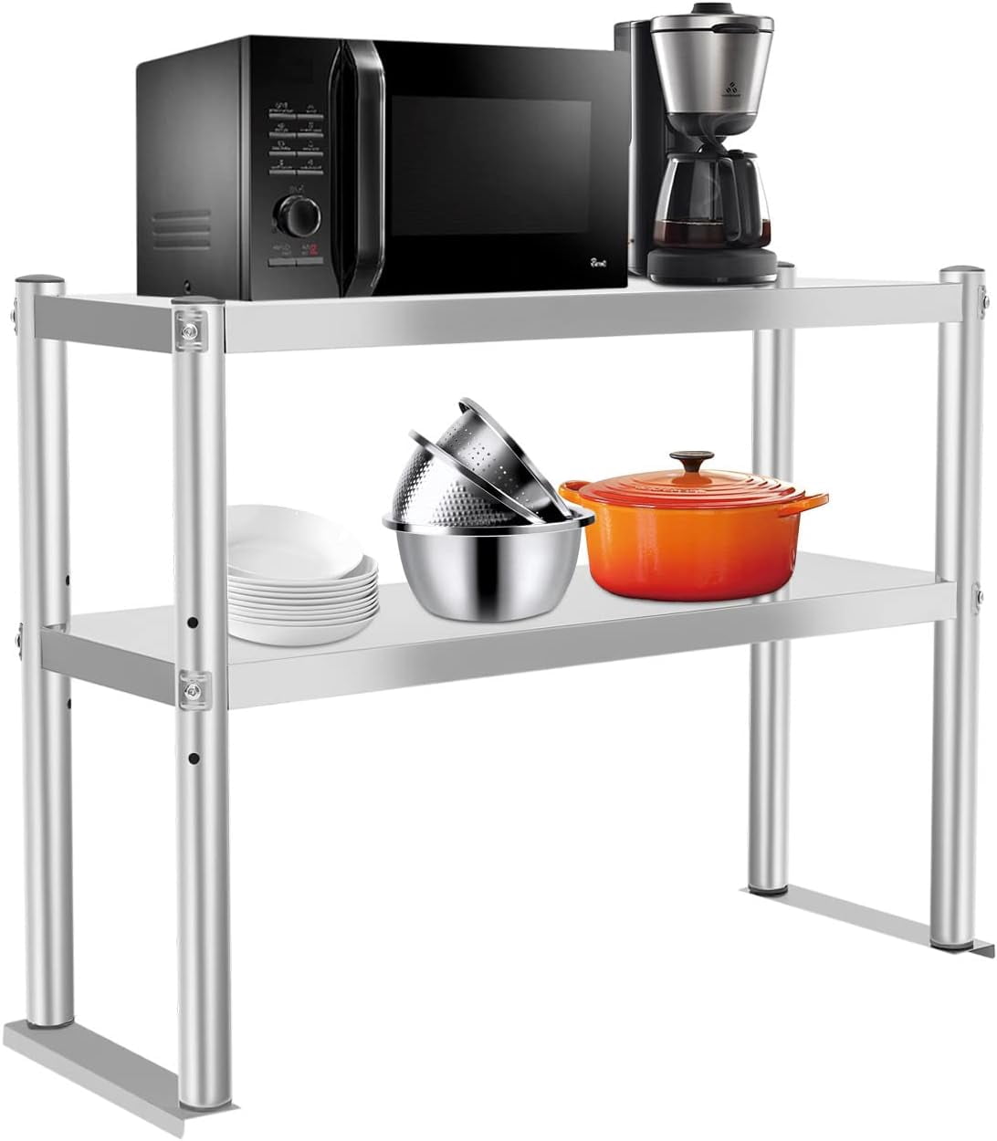 VEVOR Double Tier Stainless Steel Overshelf 30in X 12in - Height Adjustable Double Deck Shelf For Kitchen VEVOR Double Tier Stainless Steel Overshelf 30in X 12in - Height Adjustable Double Deck Shelf For Kitchen
