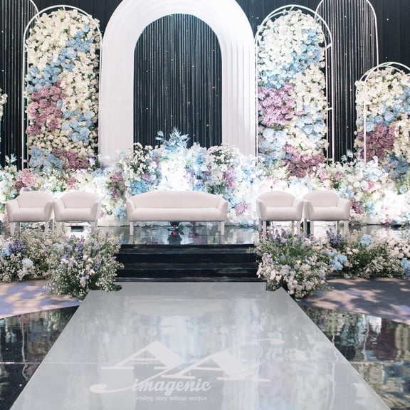 Miumaeov Double Sides Silver Wedding Mirror Rug, Wedding Aisle Runner, Stage Decorations, Wedding Runner Rug