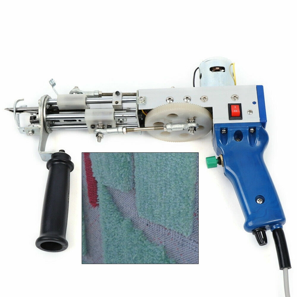 Miumaeov Electric Carpet Tufting Gun Cut Pile Rug Tufting Gun Loop Pile Carpet Tufting Gun 12-22 Steps/s Carpet Flocking Machine 110V (Cut Pile)