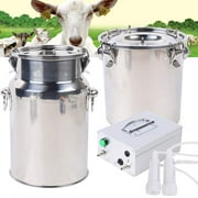 Miumaeov Electric Goat Milking Machine Portable Pulsation Piston Vacuum Pulsation Milking Machine with 5L Stainless Steel Bucket