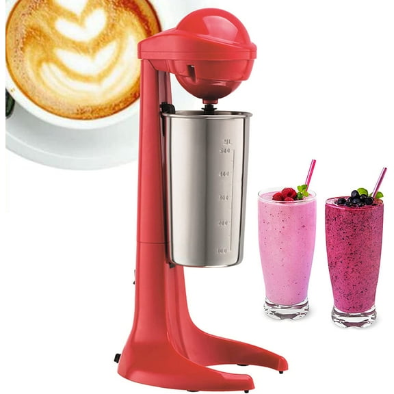 Miumaeov Electric Milkshake Maker, 500ml Capacity, 2-Speed, Drink Mixer, Red
