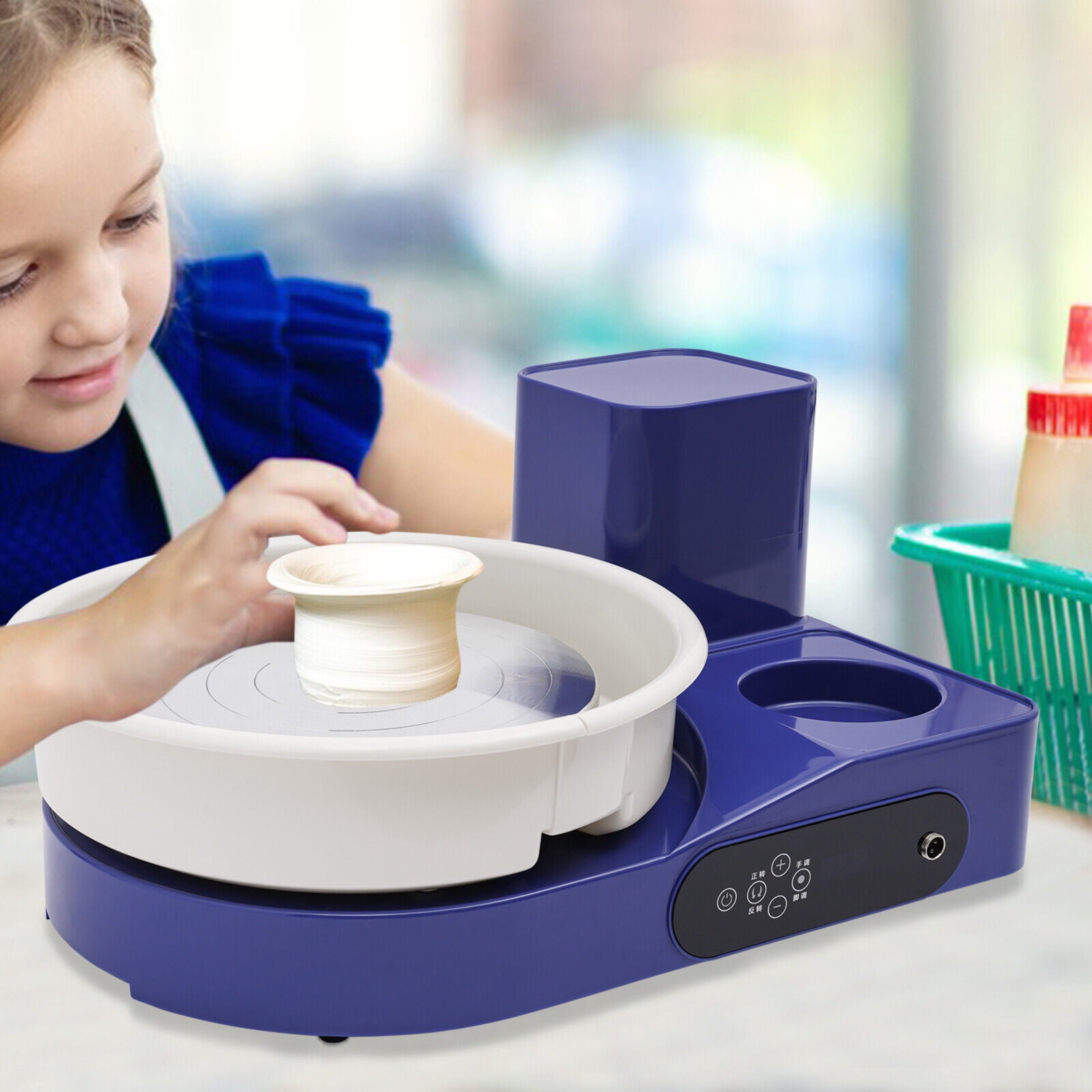 Miumaeov Electric Pottery Machine with Detachable Basin 11" Pottery Wheel Ceramic Machine with Foot Pedal LCD