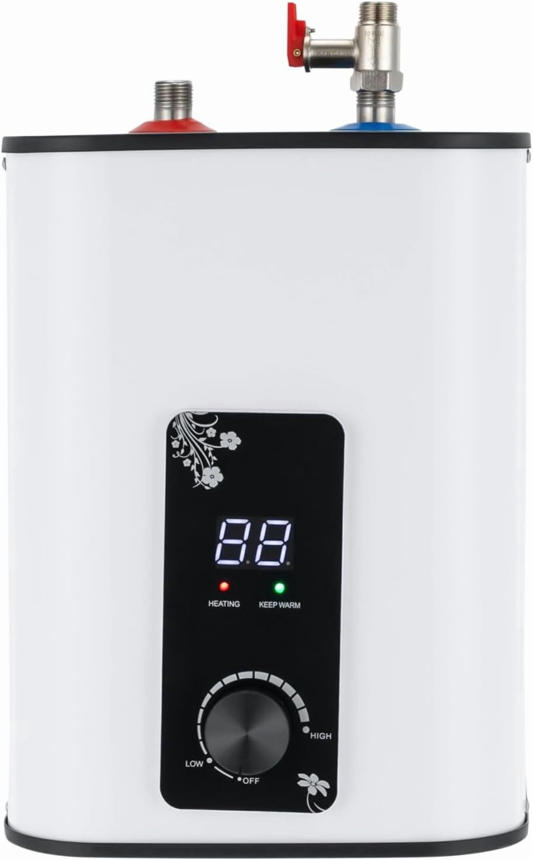 Miumaeov Electric Tank Water Heater, 8L Tank Water Heater for Point of Use Instant Hot Water 1500W Plugin to Use, Wall or Floor Mounted