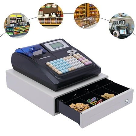 Miumaeov Electronic Cash Register, Electronic POS System Cash Register with 48-Keys 8-bit LED Digital Display for Restaurants, Supermarkets, Convenience Stores