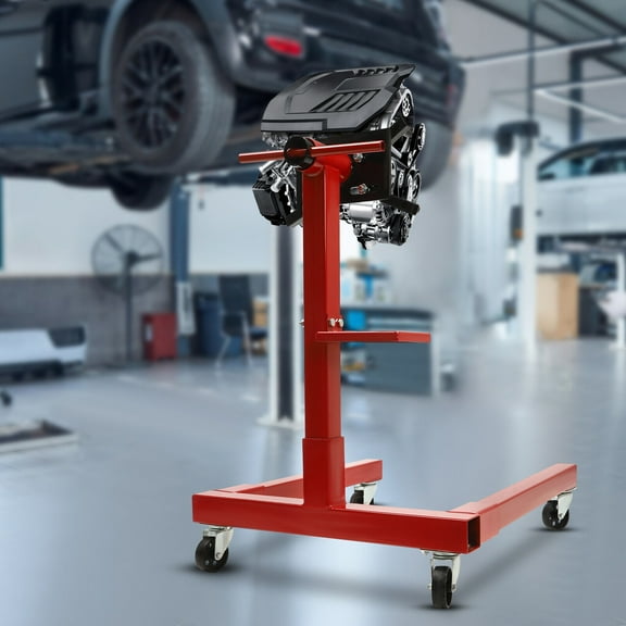 Miumaeov Engine Stand Universal Carbon Steel Rotating Engine Stand with 360 Degree Mount Assembly with Tray 1250 lbs Capacity Red