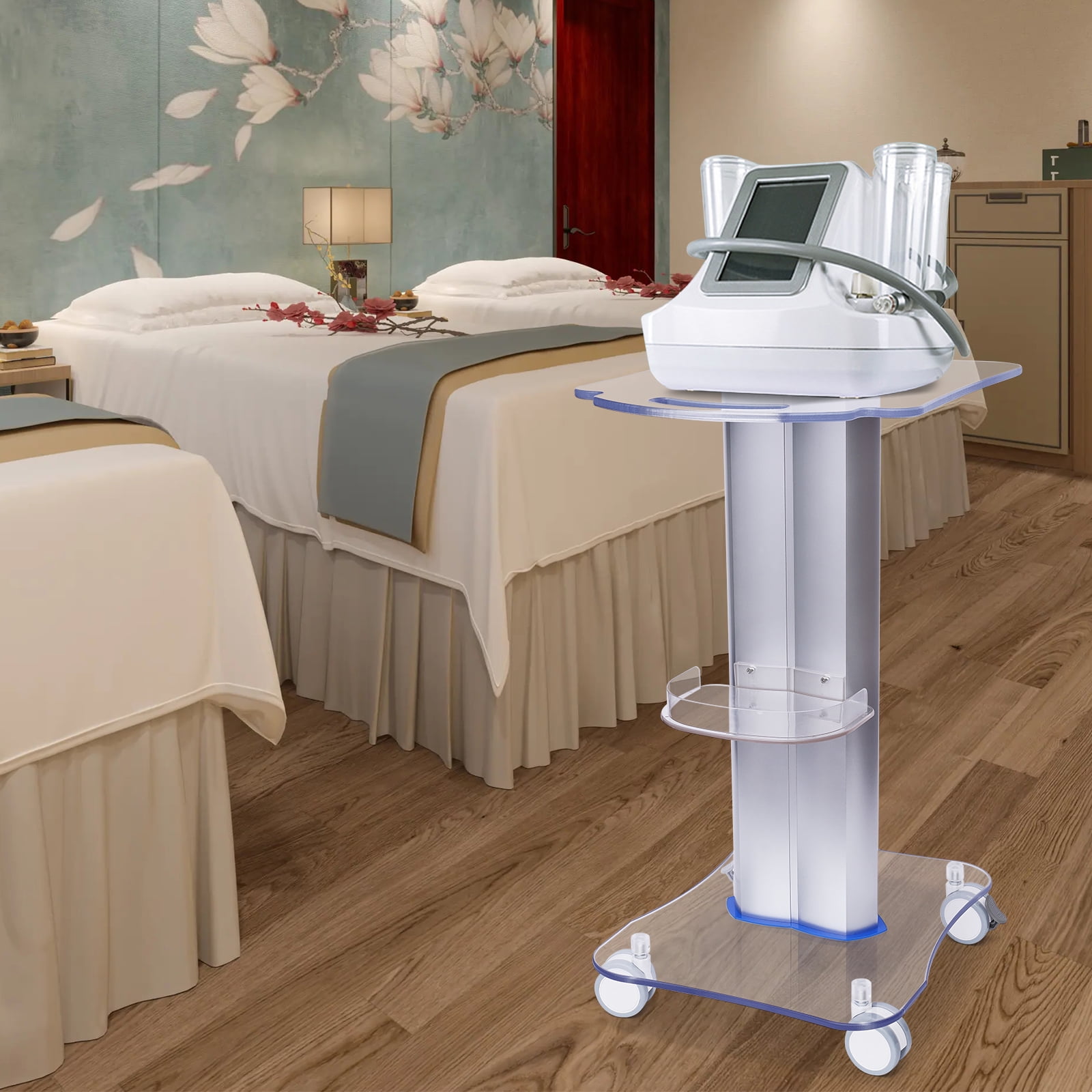 Miumaeov Esthetician Cart Acrylic Pedestal Rolling Cart MultilFunction