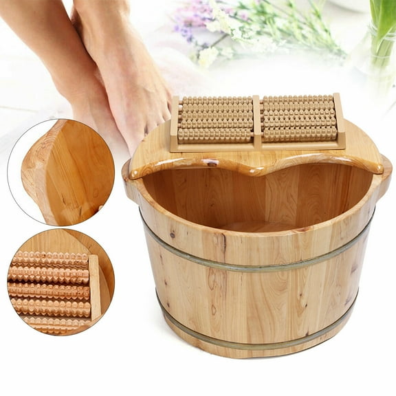 Miumaeov Feet Bath Basin Wooden Feet Spa Bucket Massage Barrel Relax