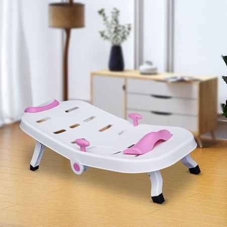 Miumaeov Foldable Shampoo Chair for Kids Non Slip Hair Washing Bathing Seat Comfortable Salon Chair Pink+White