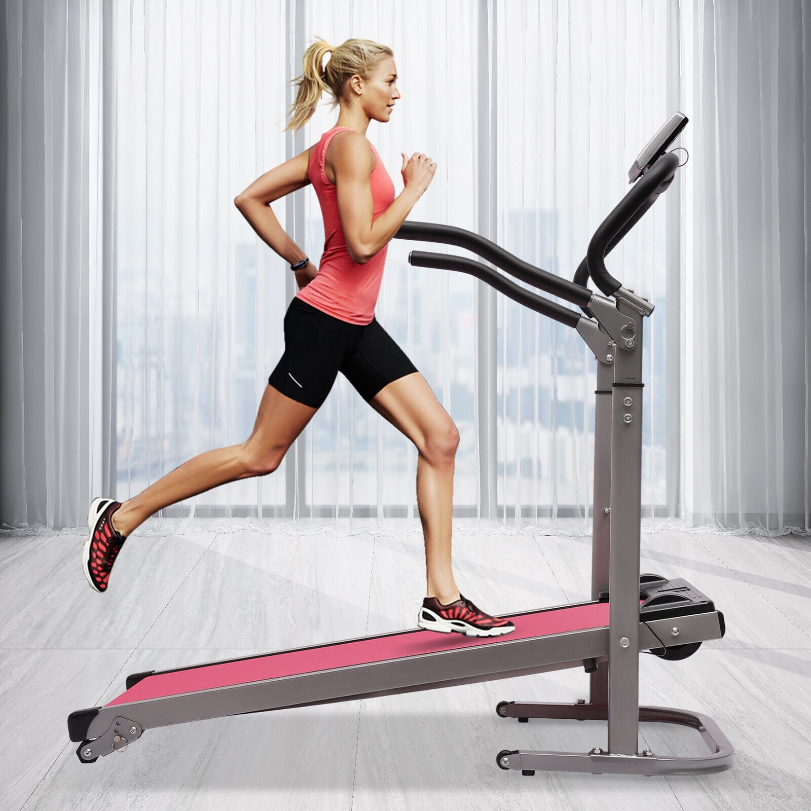 Miumaeov Foldable Treadmill with Incline Walking Treadmill Portable Treadmills Small Space Foldable Treadmills for Home with Dual Flywheels Floor