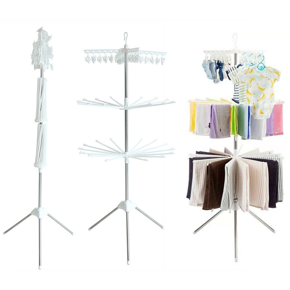Miumaeov Folding 360° Rotation Clothes Drying Rack Tripod Laundry