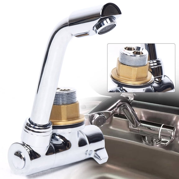 Miumaeov Folding Copper Kitchen Faucet RV Caravan Boat Camper Foldable Faucet 360 Turning Cold/Hot Water Swivel Tap