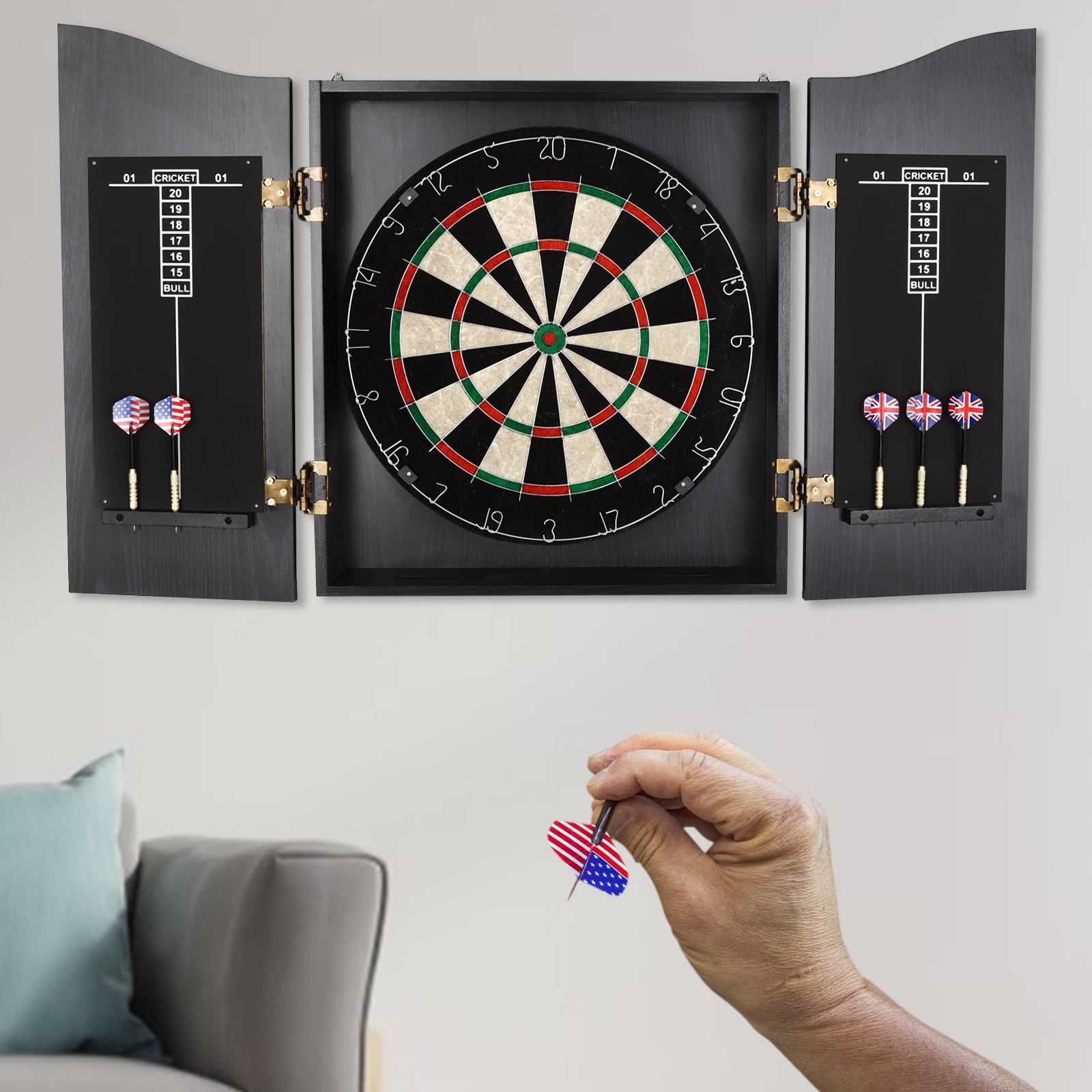 Miumaeov Folding Dartboard WallMounted Dart Board Set