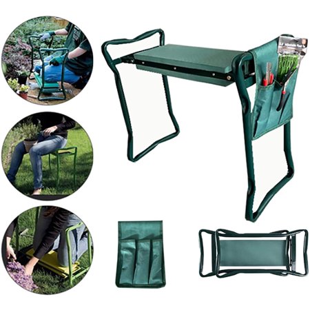 Miumaeov Folding Garden Bench, Soft Eva Pad Seat with Stool Pouch, Garden Kneeler Seat Garden Stools Foldable Stool Pad Outdoor Portable Kneeler for Gardening