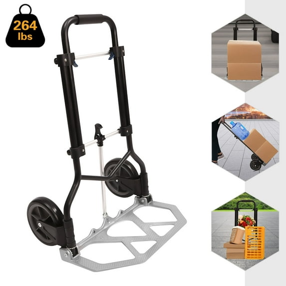 Miumaeov Folding Hand Truck and Dolly Aluminum Heavy-Duty Luggage Trolley Cart with Telescoping Handle Wheel for Indoor Outdoor Moving Travel