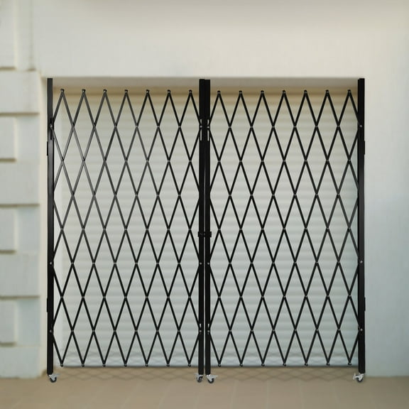 Miumaeov Folding Security Gate 6-1/2"H x 12" W Double Folding Door Wall Gate with 4 Universal Wheels