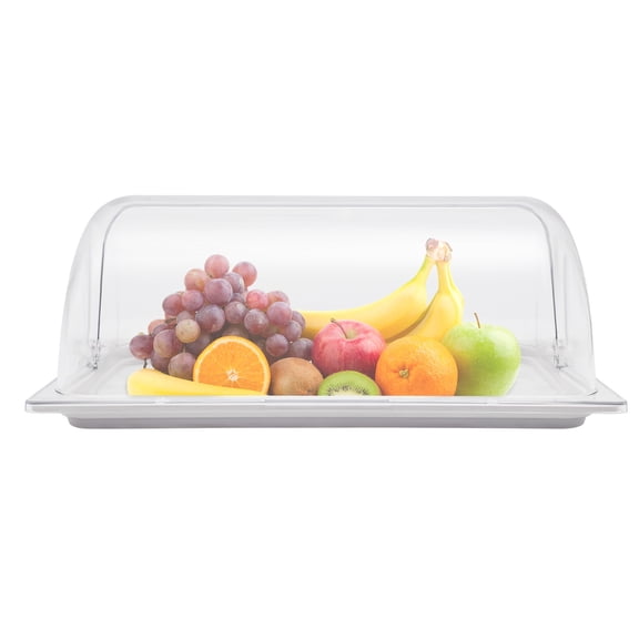 Miumaeov Food Display Tray Rectangular Buffet Food Serving Plate Fruits Desserts Tray with Clear Lid