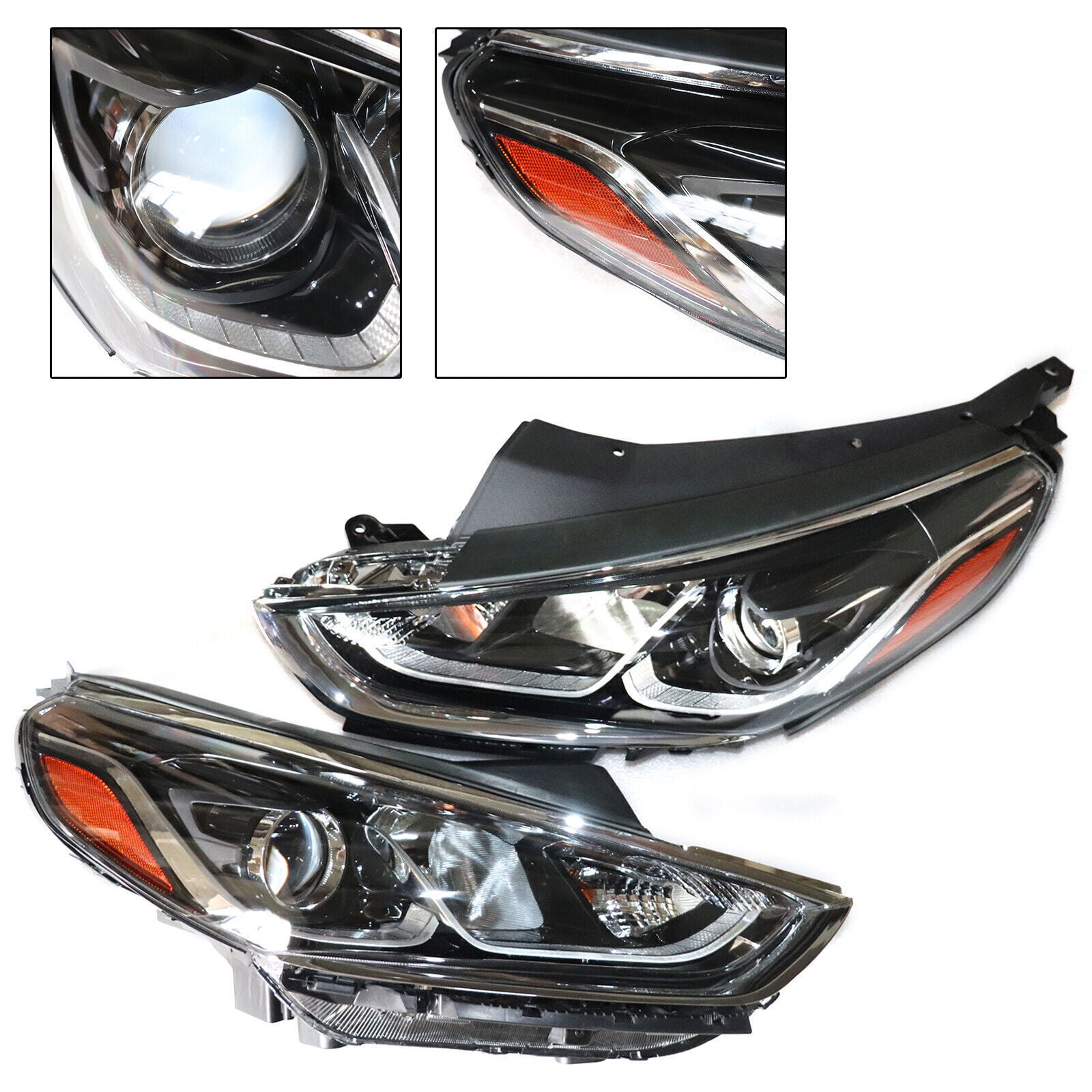 Miumaeov For 2018 2019 Hyundai Sonata Pair Halogen Headlights Headlamps ...