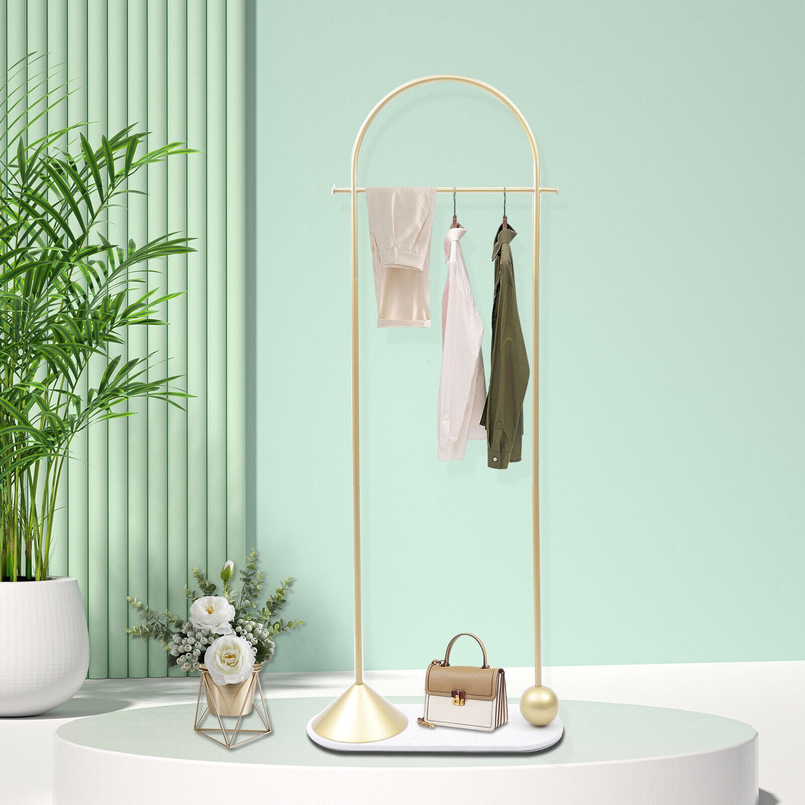 Miumaeov Freestanding Clothes Rack Gold Heavy Duty Garment Rack with ...