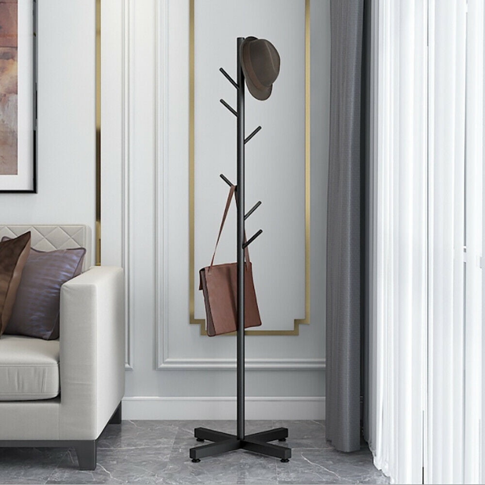 Dianthe Black Metal Free-standing Coat Rack with 7 Hooks
