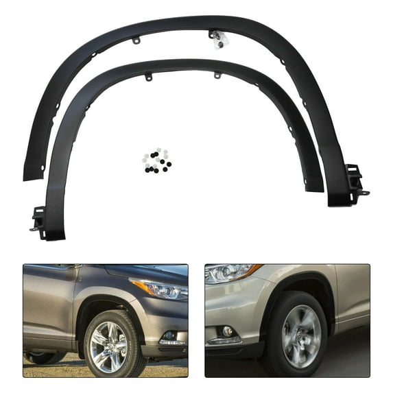 Miumaeov Front Fender Flare Molding Trim For 2014-2017 Toyota Highlander Driver and Passenger Side